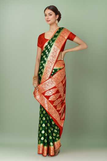 Khwaab By Sanjana Lakhani Flower Pattern Saree With Running Blouse 