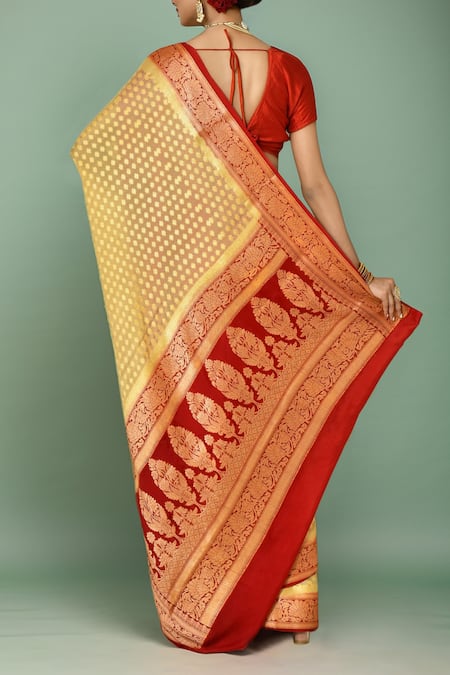 Shop Samyukta Singhania Off White Chiffon, Georgette Embroidery Bloom Pattern Saree With Running Blouse at Aza Fashions Shop_Samyukta Singhania_Off White Chiffon, Georgette Embroidery Bloom Pattern Saree With Running Blouse _at_Aza_Fashions