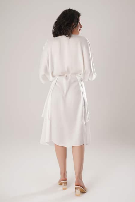 Atbw White Modal Satin Kaftan 