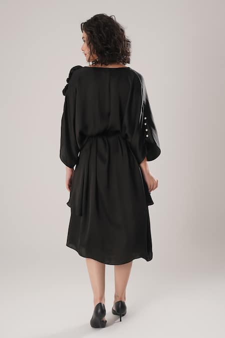 Atbw Designer Black Modal Satin Kaftan 