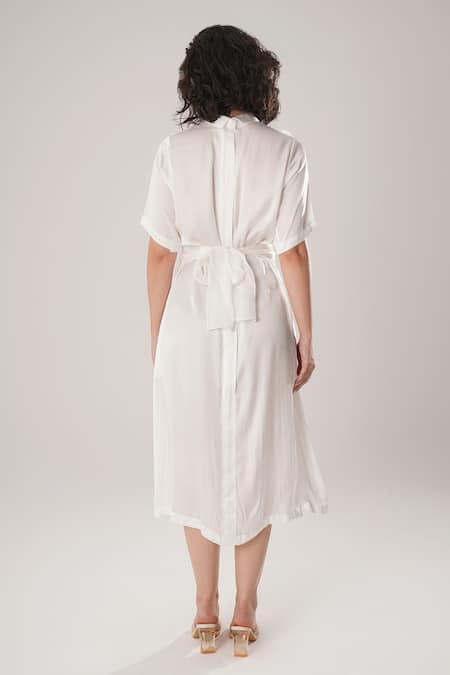 Atbw White Modal Satin Designer Dress 