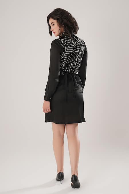 Atbw Black Designer Modal Satin Dress 