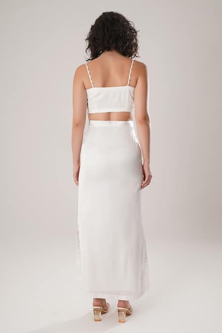 Atbw White Modal Satin Crop Top 