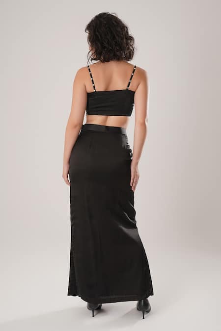 Atbw Black Modal Satin Crop Top 