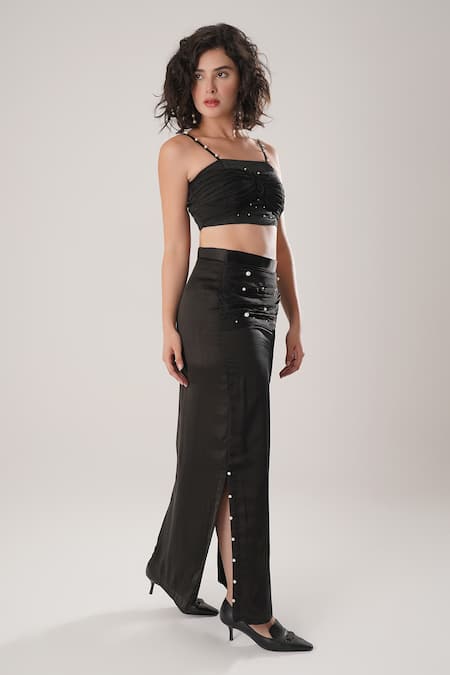 Shop_Atbw_Black Modal, Satin Pearls Open Neck Crop Top _Online_at_Aza_Fashions