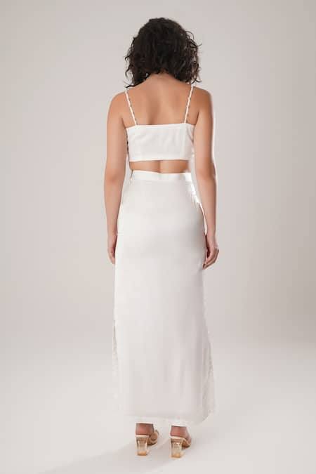 Atbw White Modal Satin Skirt 