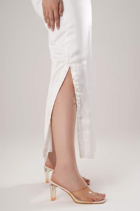 Buy_Atbw_White Modal, Satin Skirt _Online_at_Aza_Fashions