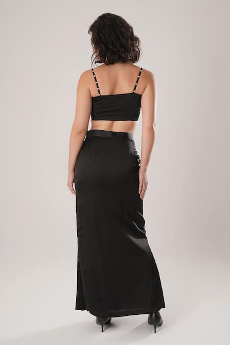 Atbw Black Modal Satin Skirt 