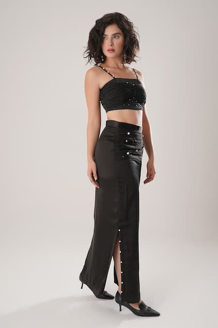 Atbw_Black Modal, Satin Skirt _Online_at_Aza_Fashions