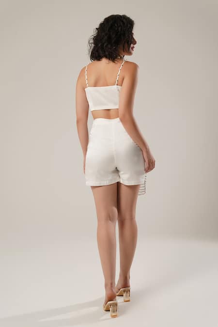 Atbw White Modal Satin Skort Set 