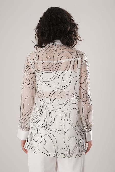 Atbw White Embroidered Designer Shirt 