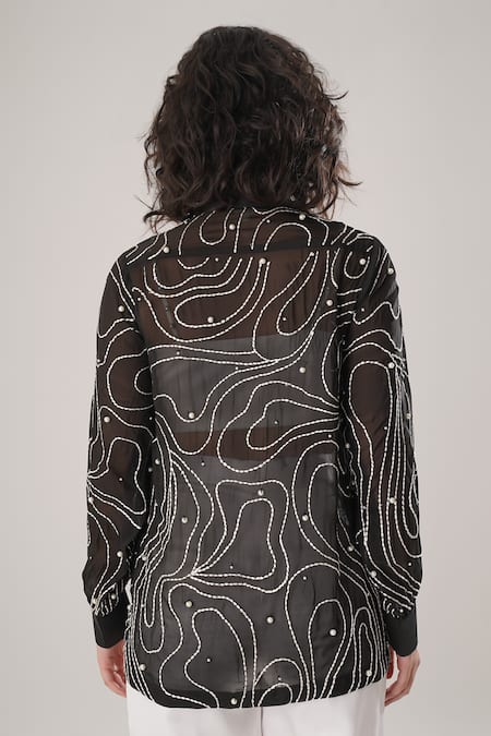 Atbw Black Embroidered Designer Shirt 