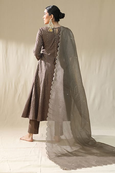 Arpita Sulakshana Mocha Self Chanderi Suit Set 