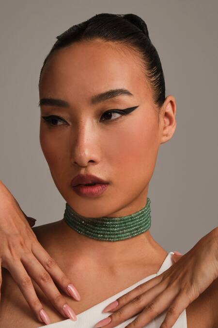Shop Anaash Green Pana Choker Necklace at Aza Fashions Shop_Anaash_Green Pana Choker Necklace_at_Aza_Fashions