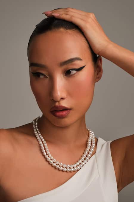 Anaash White Mini Graded Pearl Necklace 