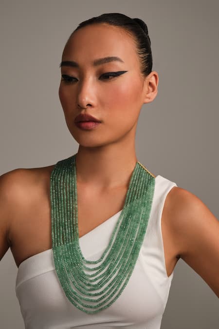Anaash Green Multi Layered Pana Necklace 