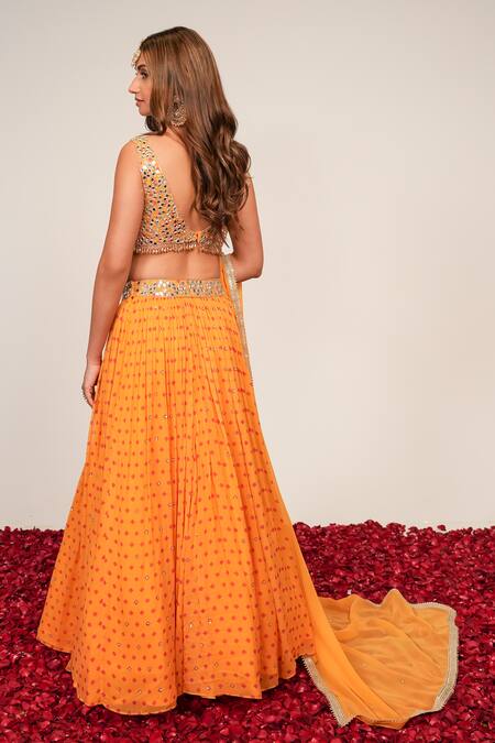 Sajeda A Lehry_Yellow Silk, Georgette, Crepe Sequins, Beads, Embroidery Nazakat Lehenga Set _at_Aza_Fashions