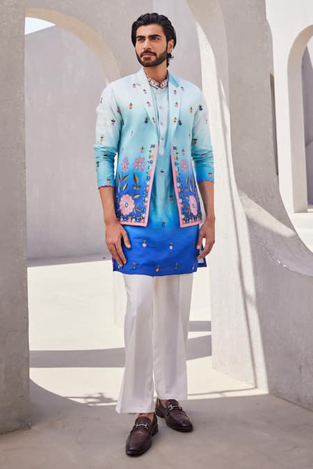 Yajy By Aditya Jain Icy Twilight Kurta Jacket Set 