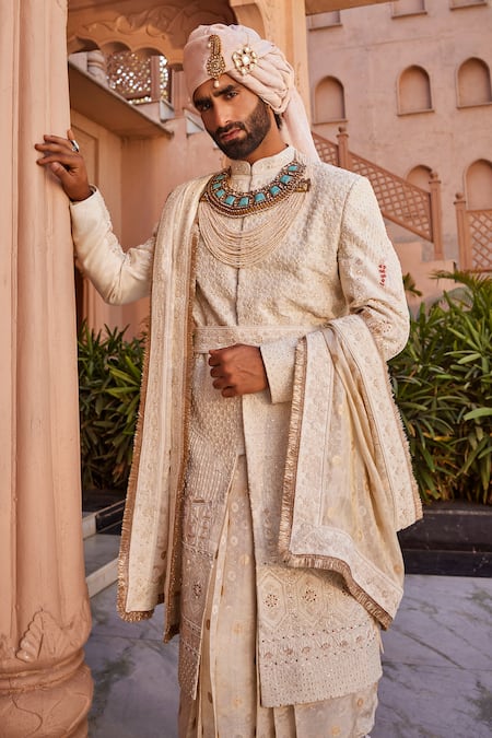 Yajy By Aditya Jain Designer Baraat Sherwani Set 