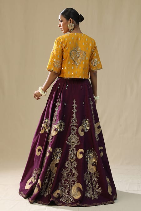 Arpita Sulakshana Purple Brushstroke Lehenga Set 
