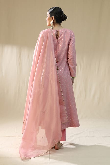 Arpita Sulakshana Self Chanderi Pink Suit Set 