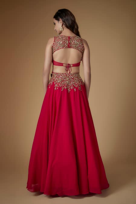 FATIZ Reddish Rani Embellished Lehenga Set 