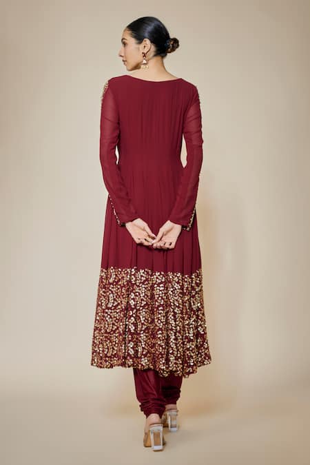 FATIZ Maroon Designer Anarkali Set 