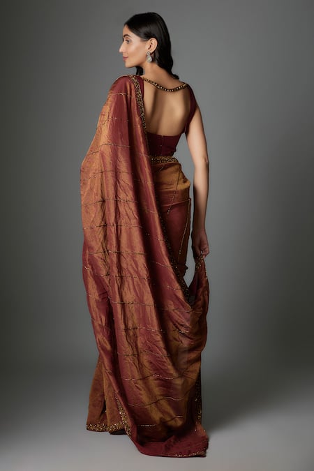 FATIZ Maroon Designer Saree Set 