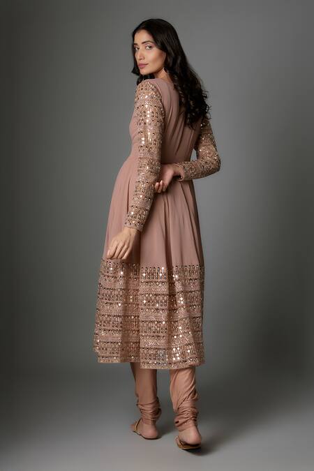 Shop FATIZ Pink Georgette, Lycra Sequins, Embroidery Designer Anarkali Set With Dupatta at Aza Fashions Shop_FATIZ_Pink Georgette, Lycra Sequins, Embroidery Designer Anarkali Set With Dupatta_at_Aza_Fashions