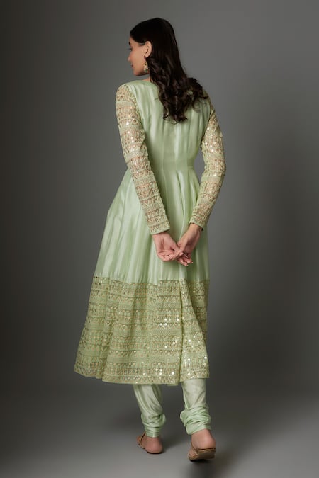 FATIZ Mint Green Designer Anarkali Set 