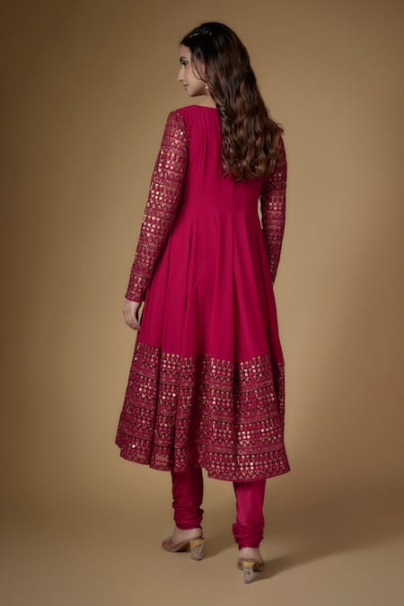 FATIZ Designer Reddish Rani Anarkali Set 