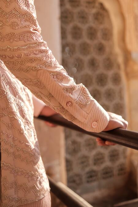 Buy_Amaare_Pink Cotton, Silk Embroidery Yantra Kurta Set _Online_at_Aza_Fashions