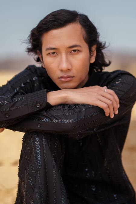 Amaare Black Cotton, Silk Embroidery Rope Chain Kurta Set Online at Aza Fashions Amaare_Black Cotton, Silk Embroidery Rope Chain Kurta Set _Online_at_Aza_Fashions