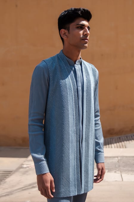 Amaare Chevron Shield Nehru Jacket Set 