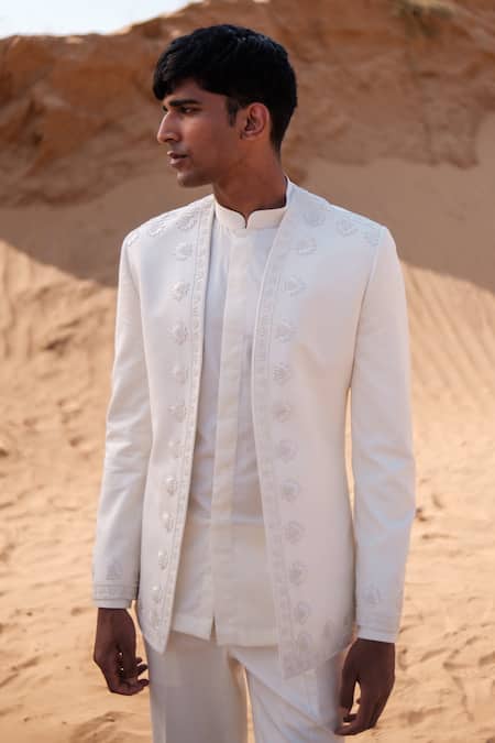 Amaare Designer Lotus Open Bandhgala Jacket Set 