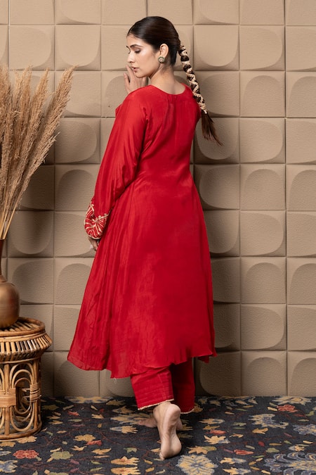Label Flamingo By Vrinda Maroon Zardozi Embroidered Kurta Set 