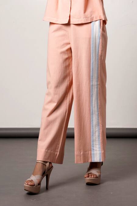 Madder Much Blush Cotton Collared Peach Shirt And Pant Set at Aza Fashions Madder Much_Blush Cotton Collared Peach Shirt And Pant Set _at_Aza_Fashions