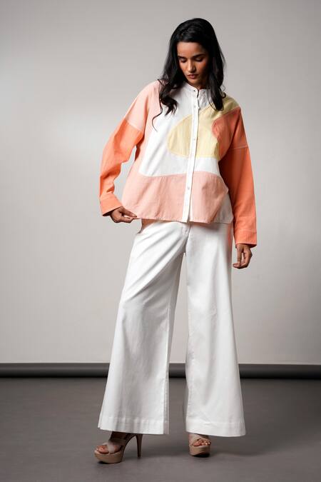 Madder Much Multi Color Cotton Button-down Neck Handloom Top And Pant Set Online at Aza Fashions Madder Much_Multi Color Cotton Button-down Neck Handloom Top And Pant Set _Online_at_Aza_Fashions