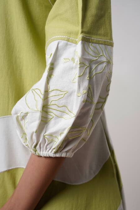 Buy Madder Much Green Cotton Embroidery Round Neck Hope Olive Bloom Short Dress Online at Aza Fashions Buy_Madder Much_Green Cotton Embroidery Round Neck Hope Olive Bloom Short Dress _Online_at_Aza_Fashions