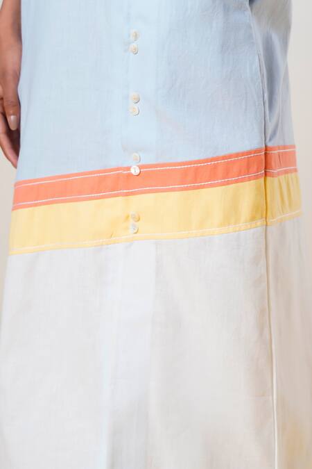 Shop Madder Much Blue Cotton V-neck Fiji-ni-horizon-glow Midi Dress Online at Aza Fashions Shop_Madder Much_Blue Cotton V-neck Fiji-ni-horizon-glow Midi Dress _Online_at_Aza_Fashions