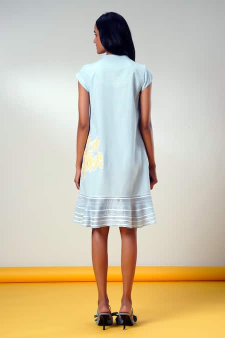 Shop Madder Much Blue Cotton Embroidery Keyhole Neck Ice Handloom Dress at Aza Fashions Shop_Madder Much_Blue Cotton Embroidery Keyhole Neck Ice Handloom Dress _at_Aza_Fashions