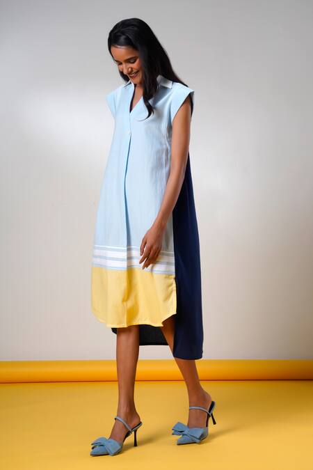 Buy Madder Much Multi Color Cotton V-neck Multi-color Handloom Midi Dress Online at Aza Fashions Buy_Madder Much_Multi Color Cotton V-neck Multi-color Handloom Midi Dress _Online_at_Aza_Fashions