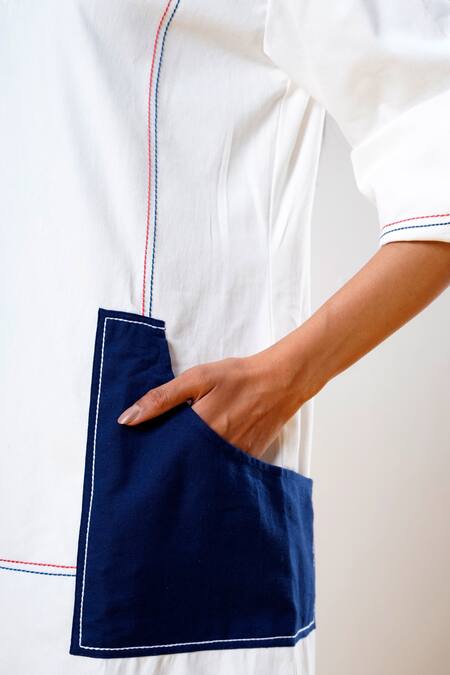 Madder Much_White Cotton Collared Malik Denim Dream Short Dress _Online_at_Aza_Fashions