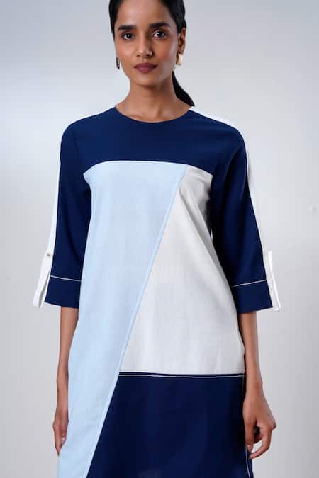 Buy Madder Much Blue Cotton Round Neck Indigo Handloom Kurta And Pant Set Online at Aza Fashions Buy_Madder Much_Blue Cotton Round Neck Indigo Handloom Kurta And Pant Set _Online_at_Aza_Fashions