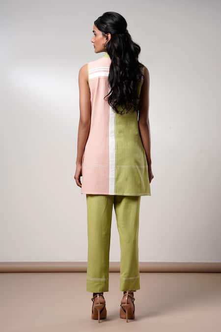 Shop Madder Much Multi Color Cotton V-neck Handloom Co-ord Set at Aza Fashions Shop_Madder Much_Multi Color Cotton V-neck Handloom Co-ord Set _at_Aza_Fashions