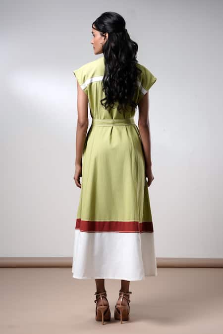Madder Much Olive Midi Dress With Belt 