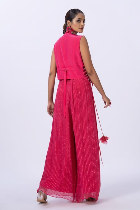 Merge Design Pink Trellis Work Blouse & Pant Set 