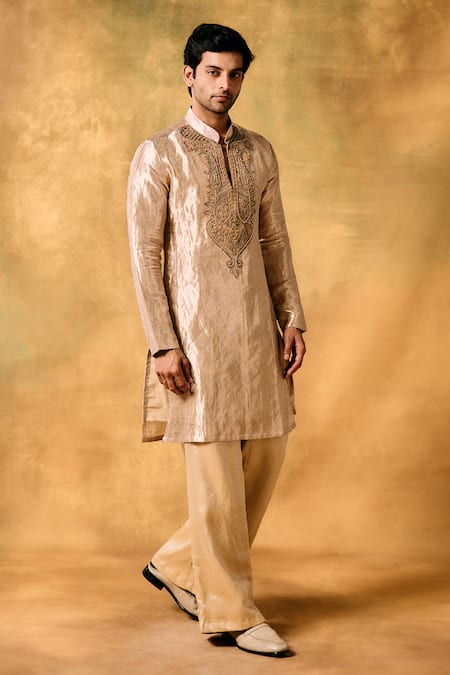 Mukti And Kavith Casa Golden Majesty Tissue Kurta Set 