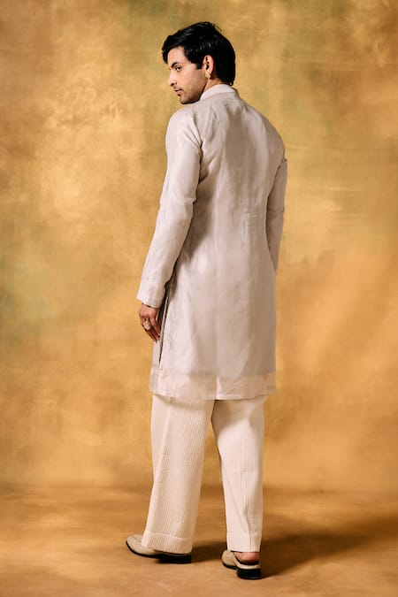 Mukti And Kavith Casa Ivory Elegance Tissue Kurta Pant Set 