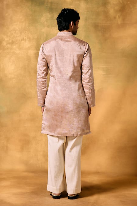 Mukti And Kavith Casa Blush Bloom Pink Tissue Kurta Set 